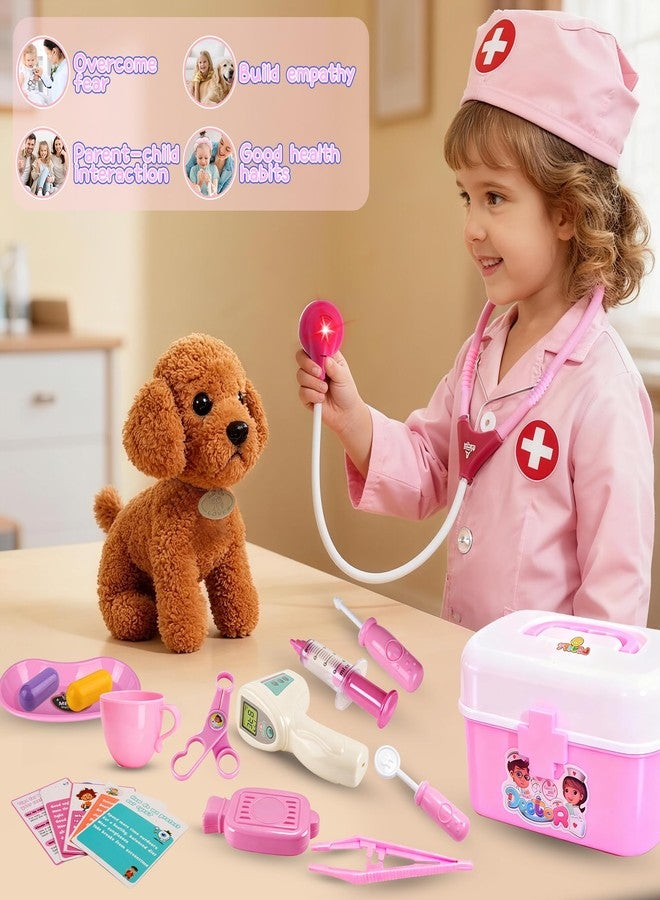 LOUVPY Girl Toys Doctor Kit for Toddlers 3-5 with Plush Dog, 39 PCS Kids Vet Play Set with Heartbeat Sound Stethoscope & Dress Up Toddler Doctor Costume & Hat, Pretend Play Pet Vet Toy for Girls Gifts - Image 5